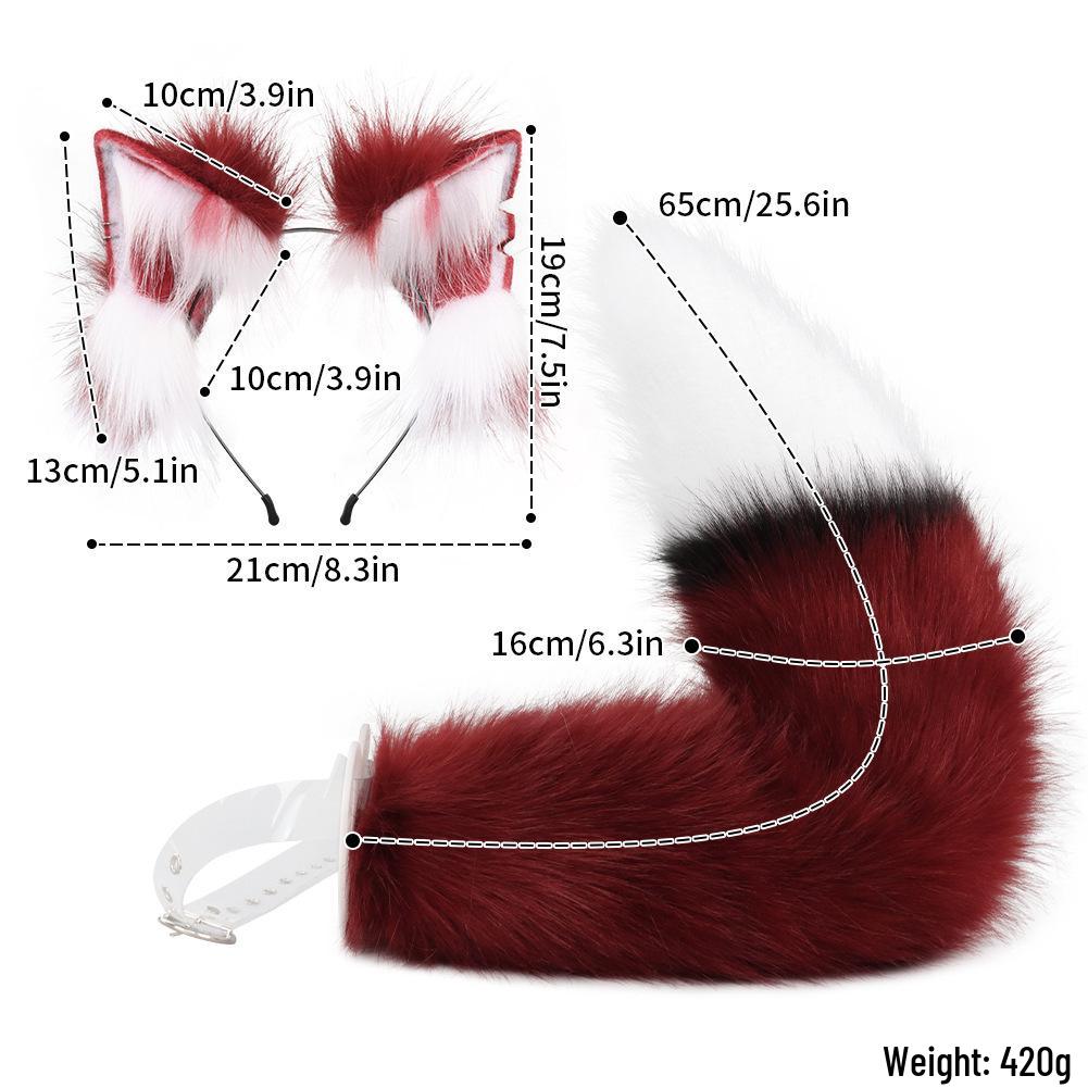 Fox Ears Headband & Earrings with Plush Tail Set