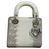 DIOR Lady Dior Lizard Skin Shoulder Bag, Crossbody Bag, Handbag Mini Women's Gray & Milk White M0505PLFA-M941