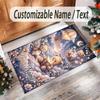 Teddy Bear Theme Crystal Velvet Rug Personalized Custom Name Text Soft Floor Mat Home Decor