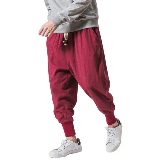 Elastyczny Pas Średni Stan Sznurek Kieszenie Spodnie Męskie Jesień Cienki Styl Luźne Spodnie Streetwear