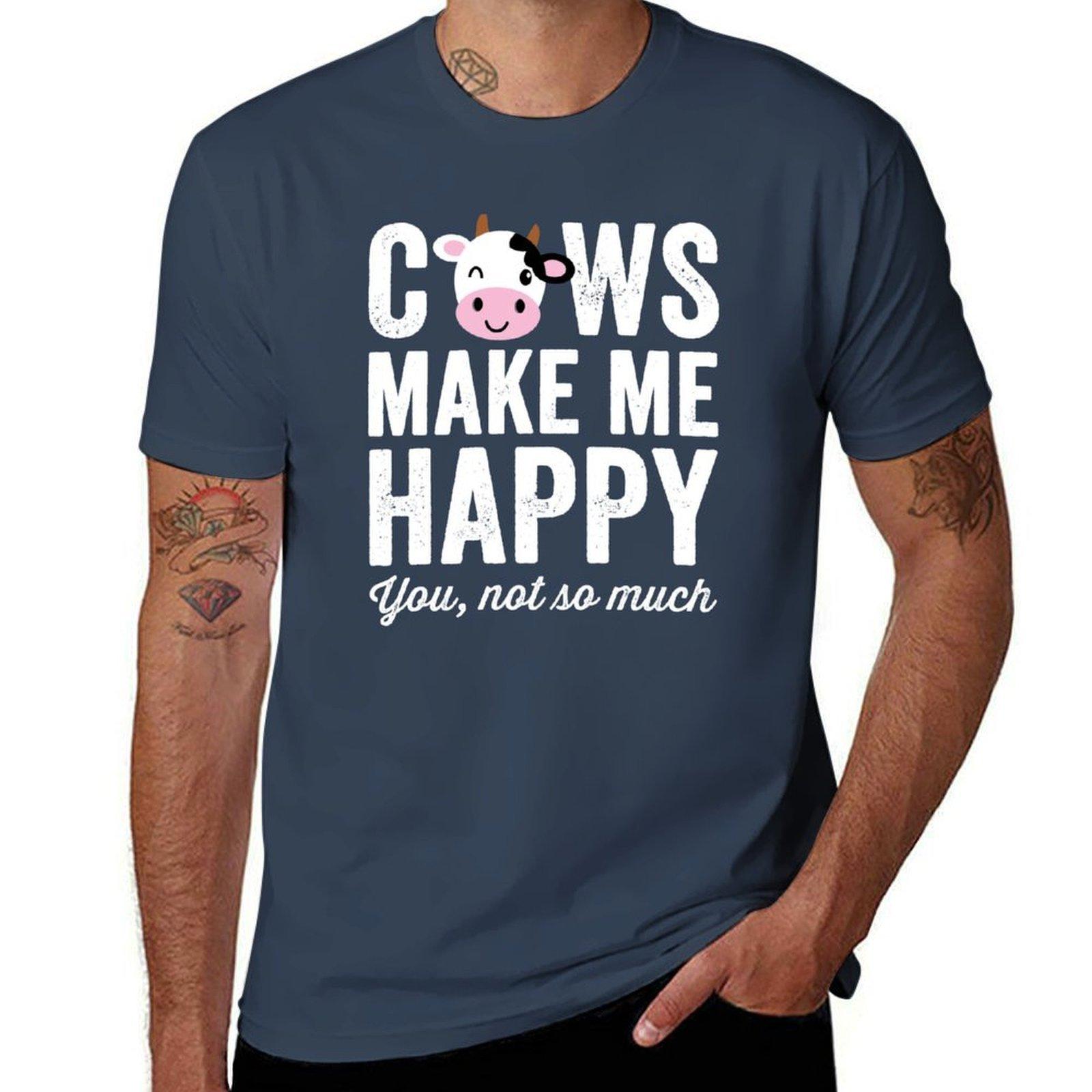 Cows Make Me Happy You Not So Much Cows Lover Tshirt Basic Lightweight Short Sleeve Tee S