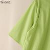 ZANZEA Women Summer Round Neck Loose Casual Half Sleeve Blouse