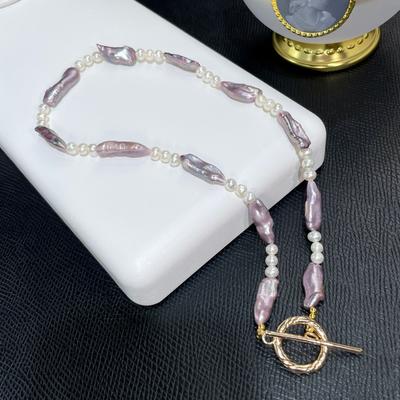 Collier de perles baroques violettes pour femmes, nouveau style, léger, luxueux, chaîne de cou pour clavicule française, bijoux