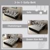 190 Cm Queen-Size Pull-Out Sofa, 3-in-1 Convertible Sofa Bed with Tufting and 2 Soft Cushions, Multifunctional Velvet Sofa Bed, Light Grey