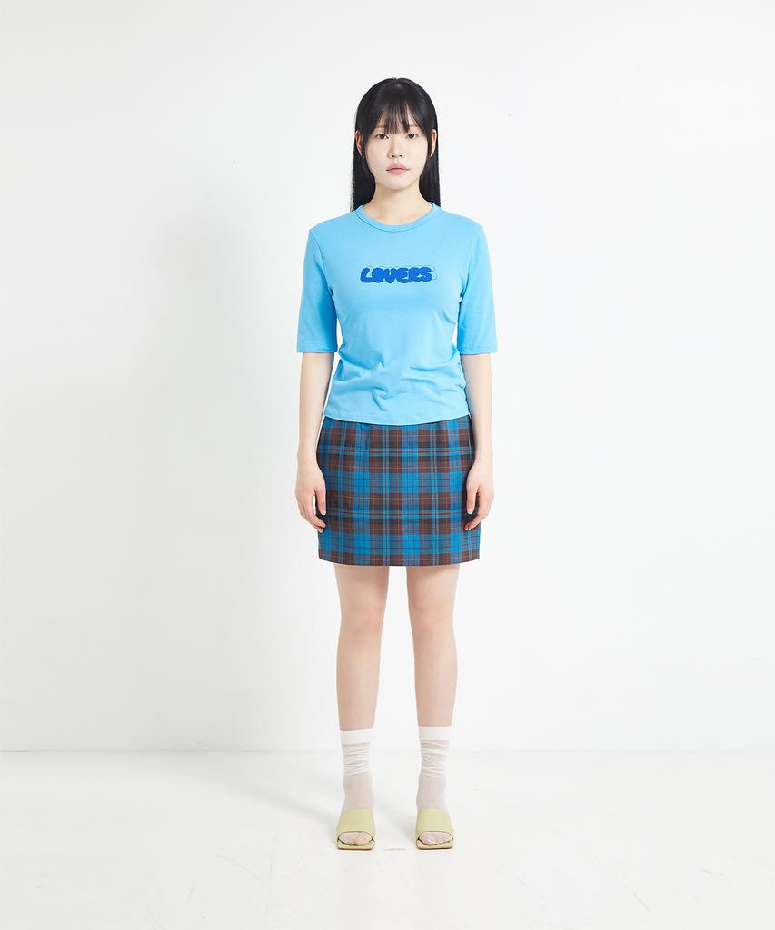 Cotton Rivers Club Color Check Skirt (Blue)