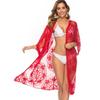 Women's Lace Mesh Bikini Outer Cardigan Plus Size Holiday Style Beach Cover Up Sun Shirt