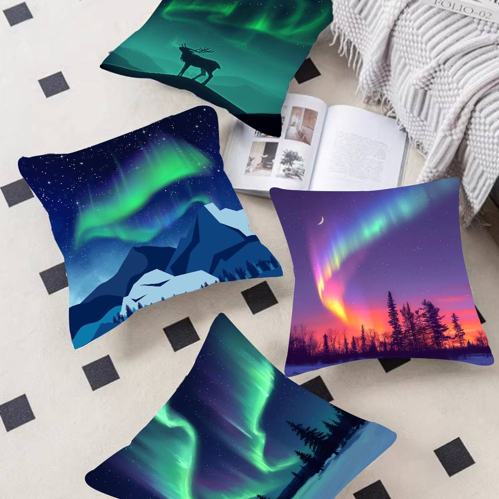 Nature Aurora Beauty Personalized Picture Text Home Decorative Pillows Household Gifts 45X45Cm