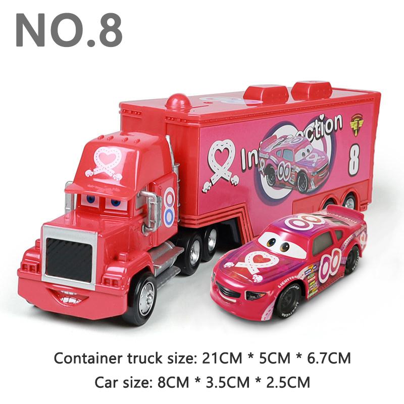 Pixar Cars Truck Sage VanDerSpin Model Car 1/55 Die Casting Container Trucks Racing Toys Children's Birthday Gifts Collectibles