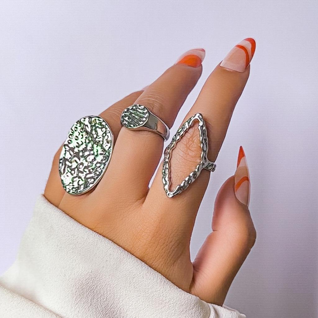 Accessories, Cyberpunk Geometric Curved Ring, Articulated Ring, Exaggerated Open Metal Set Ring