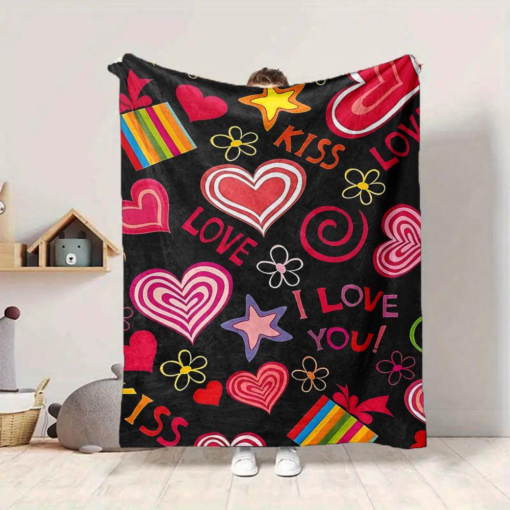 1pc Love, Kiss Blanket Warm, Cozy, And Soft, Suitable for Sofas, Beds, Cars, And Office Use.Perfect for Camping And Travel, Making It a Great Gift for