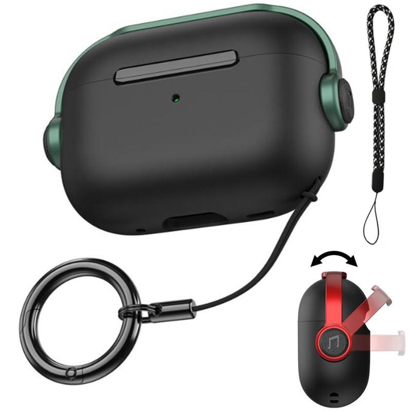 (Black-White) for AirPods Pro 3 with Phone Holder Safety Lock Protective Case for Apple AirPods Pro 3rd Generation with Lanyard