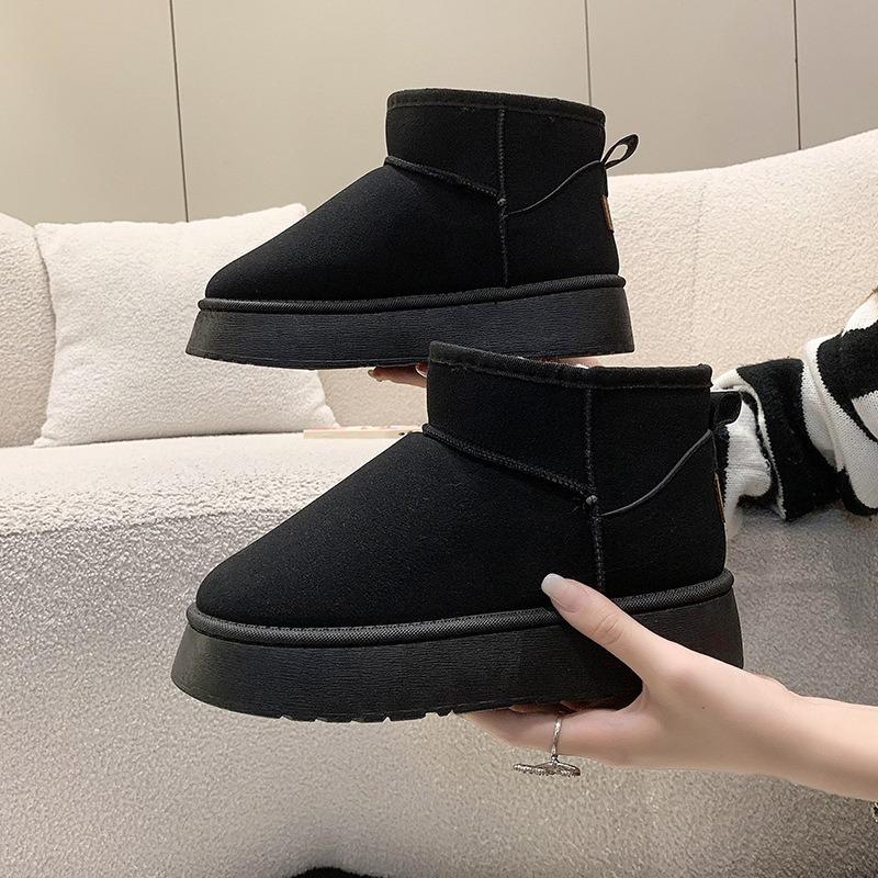 Winter New Snow Shoes Plus-size Flat Short Shoes for Women with Fleece and Thickened Warm Snow Boots for Women