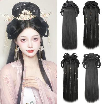 Synthetic Chinese Ancient Wig Headdress Hanfu Wig Headband Dance Accessory Wigs Lazy Costume Wig