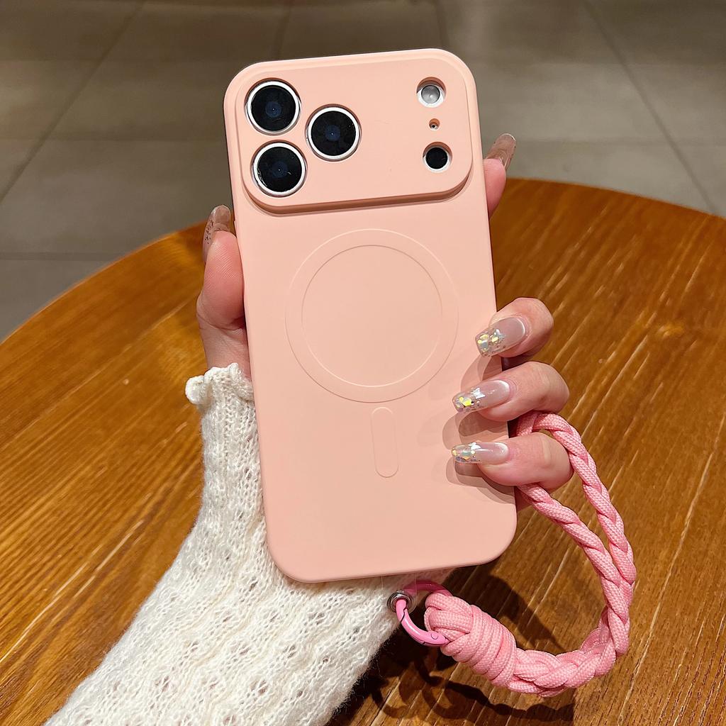 Matte for  Solid Color Lanyard Case for For Iphone 1 16 17 Pro Max 11 12 13 14 Wrist Strap Soft Liquid Silicone Cover