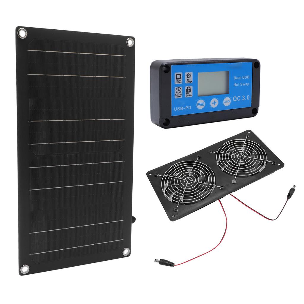 Solarbetriebener Lüfter, 6-Zoll-Solar-Doppelauslasslüfter-Kit, geräuscharmes doppeltes Kühl-Lüftungsventil