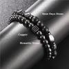 Stylish 2Pcs Men Bracelet Set Natural Hematite Stone Braclet Luxury Zirconia Strand Braslet Meditation Beaded Pulseria Homme