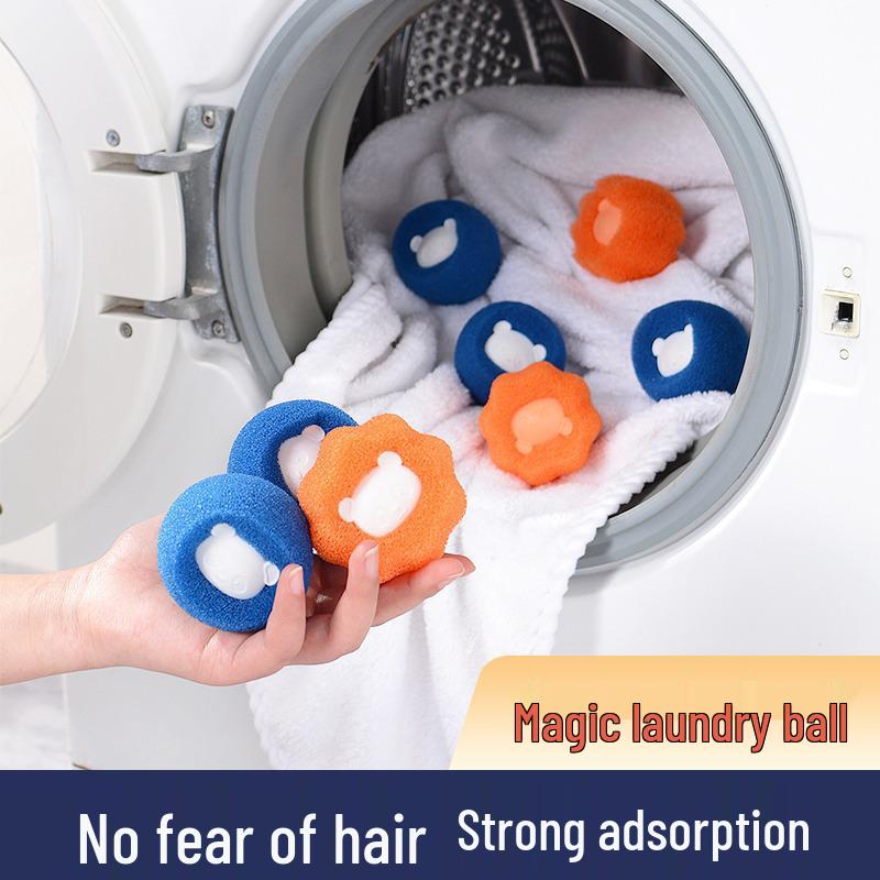 Laundry Sea Sponge Ball: Hair & Stain Removal, Anti-Tangle, Cartoon Design оранжевый