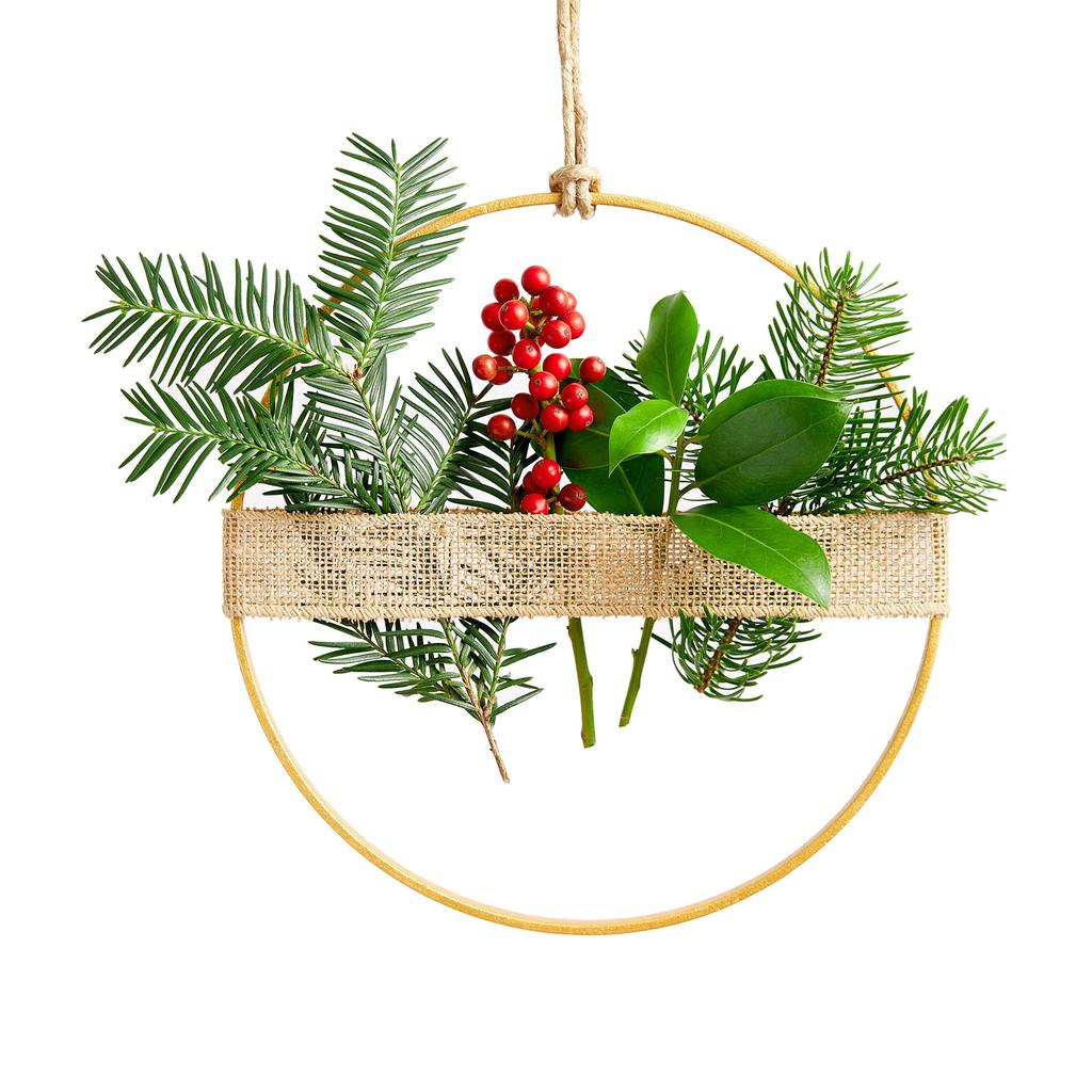 Round Metal Floral Hoop, 2 Pcs Gold Wreath Macrame Frame for Wedding Geometric Decor Party Wall Hanging, Gold Tone