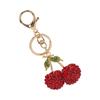 2pcs Sparkling Finish Cherry Keychain Red & Pink Key Ring Pendant Fruit Bag Charm  For Car Accessory