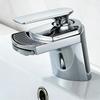 Brass Waterfall Bathroom Faucet, Single Hole Deck-Mounted Sink Faucet, Mixer Tap for Wash Basin, Hot/Cold Water, Modern Design