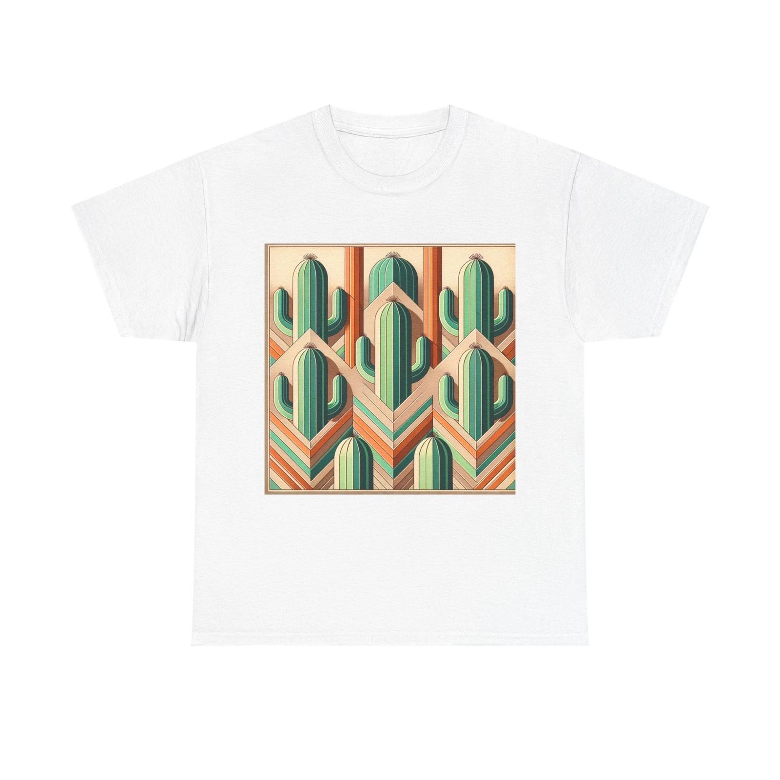 Unisex Adult T Shirt Art Deco Cactus Chevron Artwork S