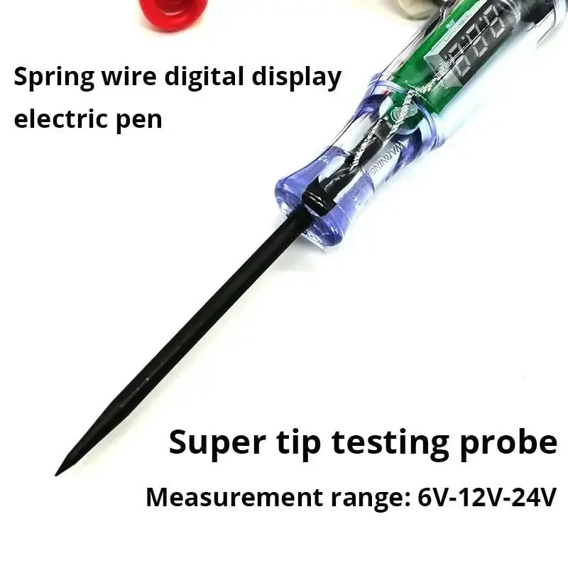 6V 12V 24V DC Car Truck Voltage Circuit Tester Digital Display Long Probe Pen Light Bulb Automobile Diagnostic Tools Auto Repair
