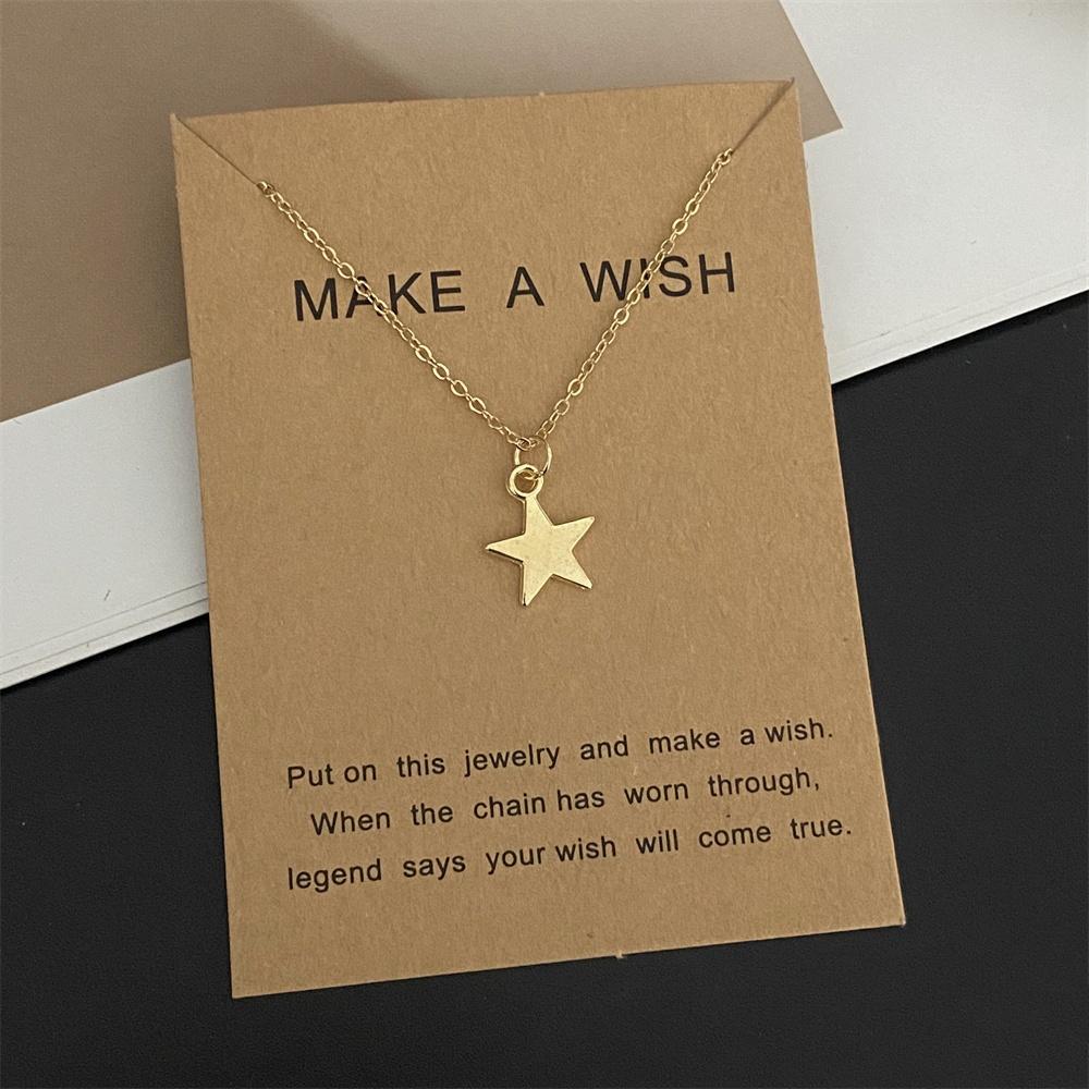 Moon Star Pendant Necklace for Girl Women Golden Color Various Design Link Chain Choker Necklace Gift for Friend Fashion Collar