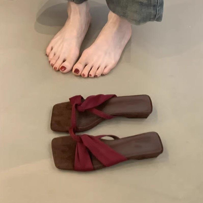 Design Sense Niche Sandals Retro Red Open-toed High-heeled Cool Slippers Women's Shoes