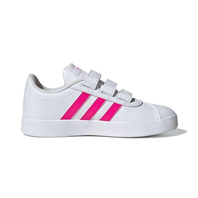 Adidas VL COURT 2.0 Cmf Synthetic Leather Abrasion Resistant Low top Skateboard Shoes White Pink EG3880