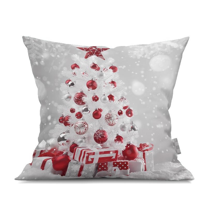 2022 New Christmas Snowman Peach Skin Pillow Case Cute Cartoon Waist Pad Back  Home Decoration