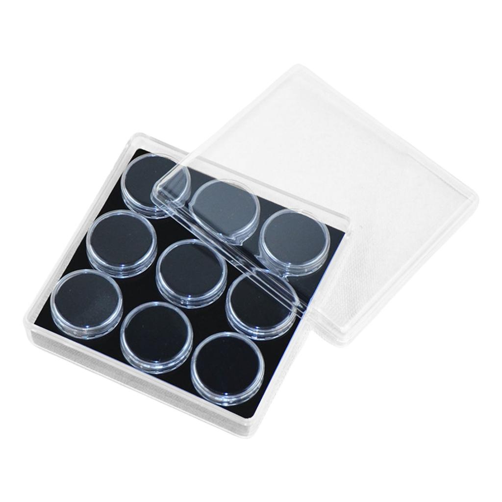 Acrylic Jewelry Display Box with 9 Slot for Gemstones Storage and Rings Showcase Featuring Clear Lid and Sponag Interior