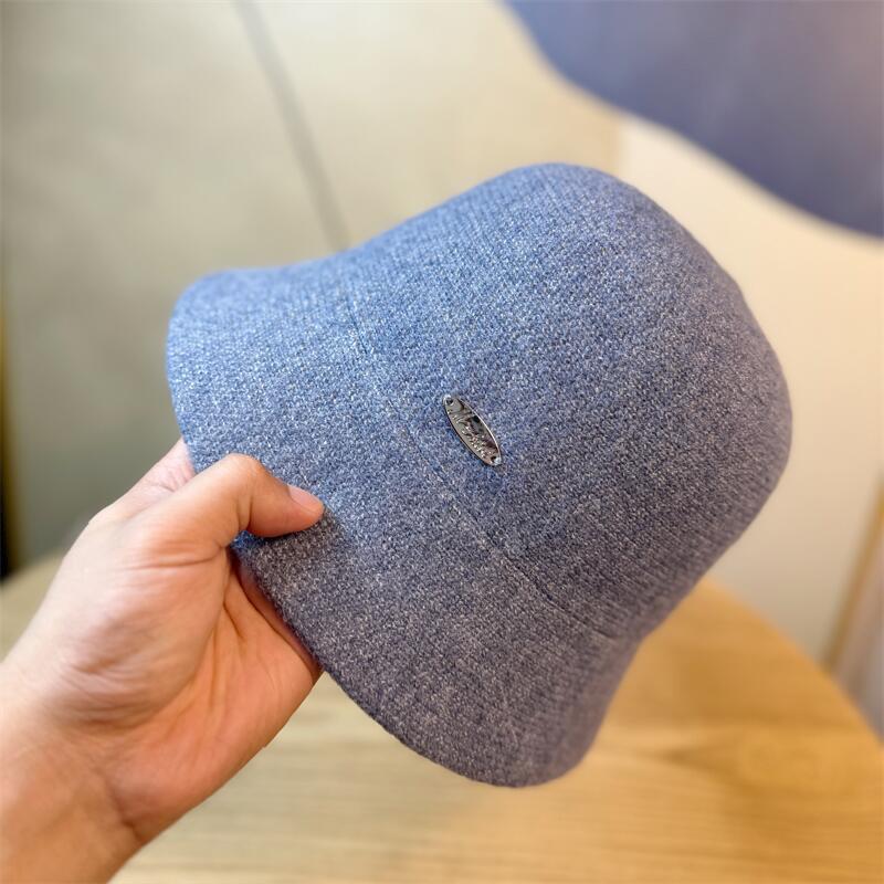Bucket Hat Women's Autumn and Winter Retro Big Eaves Round Face Warm Face Cover Basin Hat Black