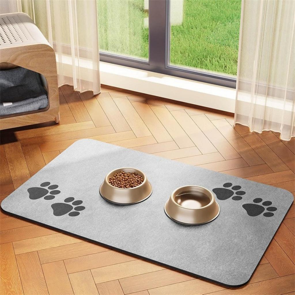 50*80 Quick Drying Diatomaceous Earth Pet Feeding Mat - Splash Proof, Absorbent, Easy To Clean, Suitable for Dogs and Cats, Washable