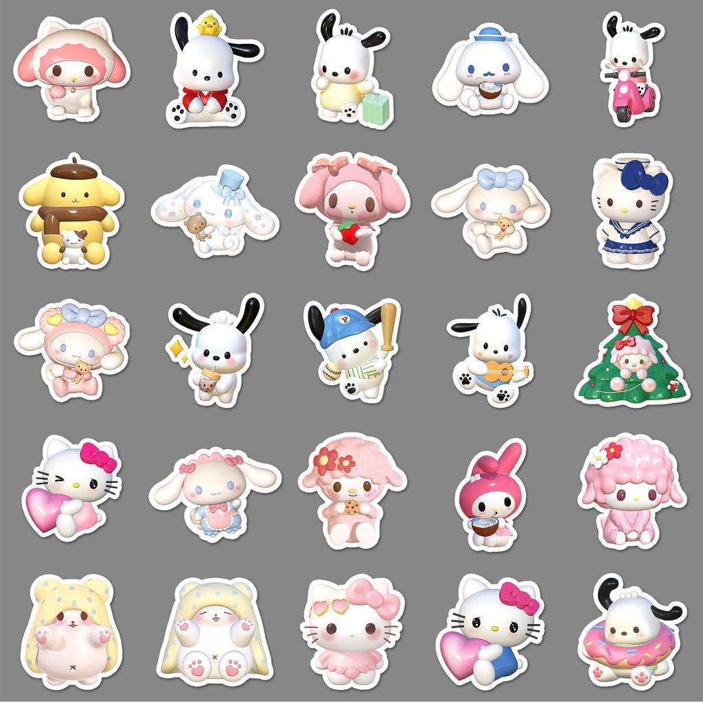 50pcs 3D Sanrio Waterproof Stickers: Cinnamoroll & Pochacco for Journals & Decoration