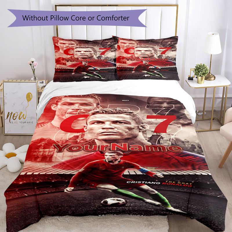 Cristiano Ronaldo 72 Customize Your Name Bedding Set Breathable Duvet Cover with Pillowcases Home Decoration Birthday Gift