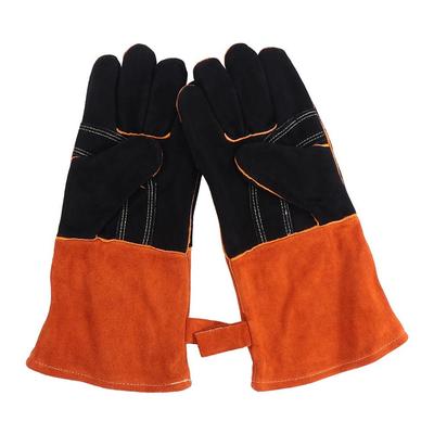 1 Pair Anti-Heat Leather Welding  Gloves Cowhide Leather Welder Gloves  Welding Gauntlets