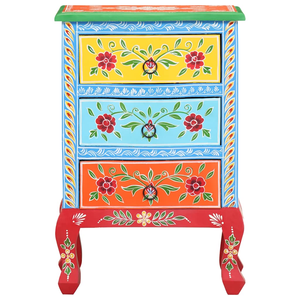 Hand Painted Nightstand 40 x 30 x 60 cm Solid Mango Wood