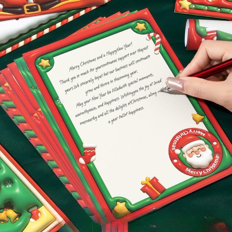 Christmas envelope and letter set, 3D three-dimensional greeting card, handwritten letter, gift decoration, high-end and creative