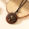 Retro Leather Rope Necklace with Wooden Alloy Pendant for Cotton and Linen Sweaters
