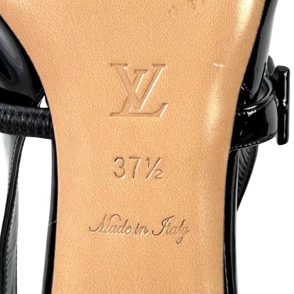 Excelentes tacones LOUIS VUITTON Romy Slingback Pump esmalte negro Mujer 37.5 Usado