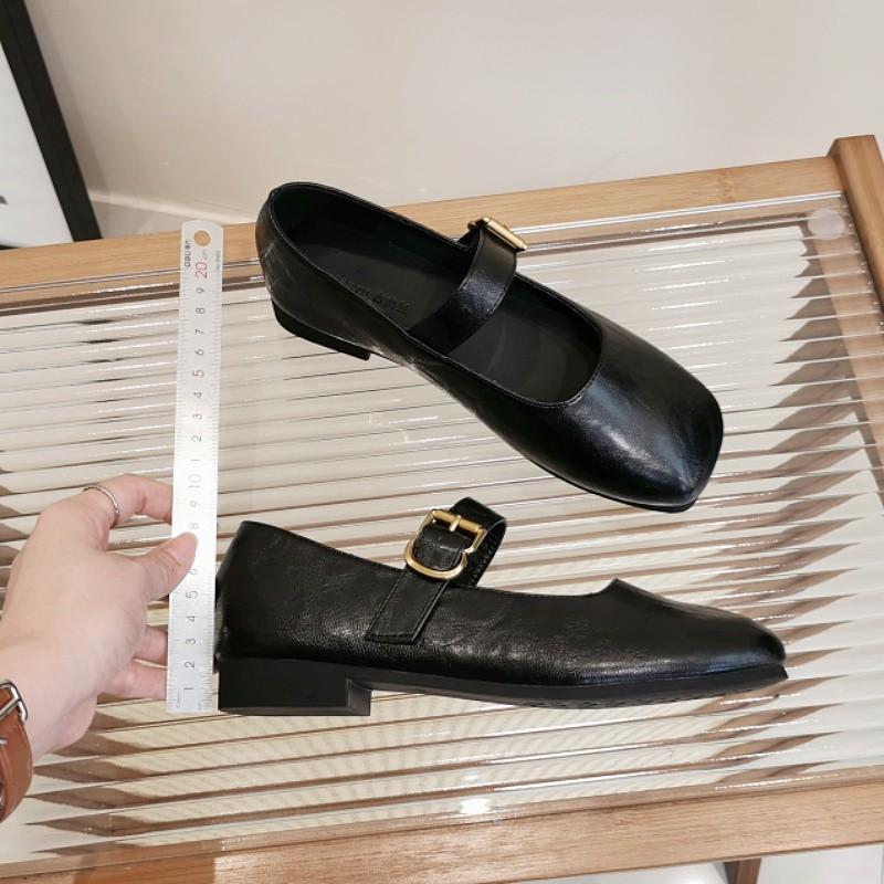 Spring and Autumn New Retro Versatile Mary Jane Shoes Flat Bottom Square Head One-word Buckle Belt Shallow Mouth Single Shoes Women