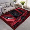 Burgundy Red Sport Car Comic Multi‑View Print Area Rug Non‑Slip Rectangular Floor Mat Car Fan Decor for Gaming Room Living Bedroom