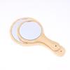 Portable Bamboo Makeup Mirror Handmade Handle Round Cosmetic Mirror With Handle Personal Vanity Handheld Mirror