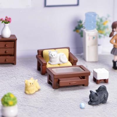Figuren Miniatur Simulierte Retro Möbel Sofa Nachttisch Katze Micro Landschaft Ornamente Für Home Dekorationen Room Decor