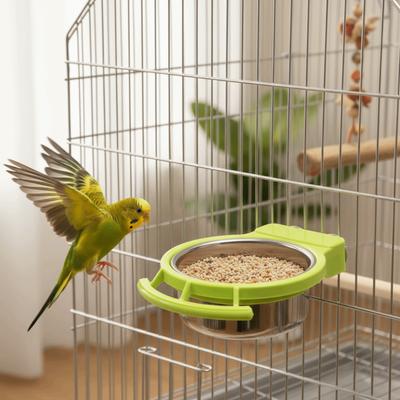 Bird Feeder Stainless Steel Bird Feeding Dish Durable Water Cup Bird Food Container Detachable Bird Drinking Cup Bird Perch