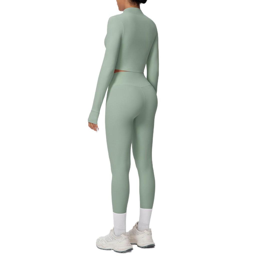 Damen Wolkenartiges Yoga-Anzug-Set: Crop Top & High-Waist Leggings - Schnelltrocknend, Outdoor Laufen & Fitnessbekleidung Zweiteilig