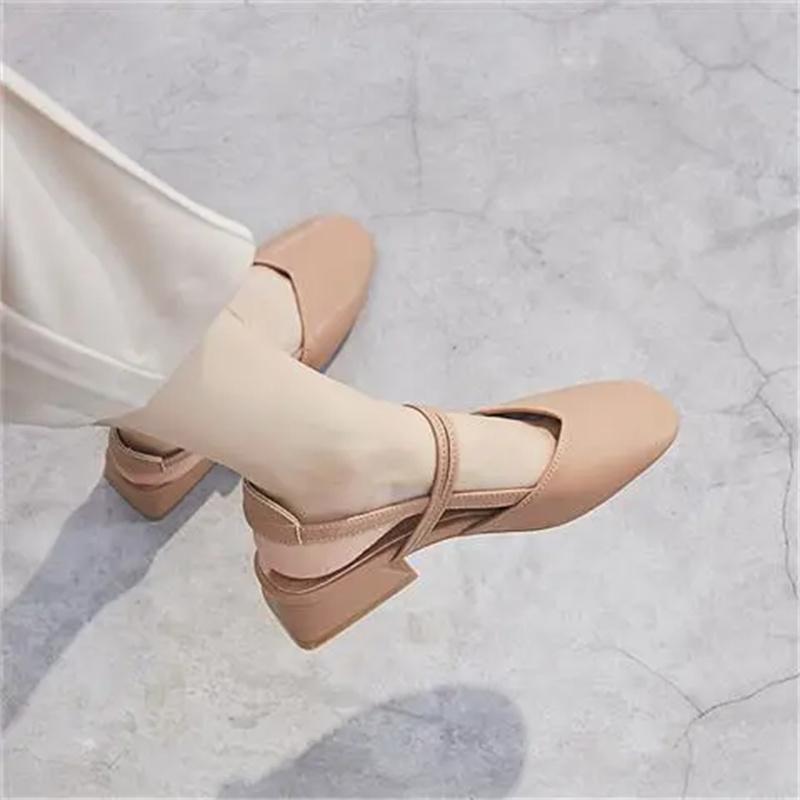 Scarpe da donna classiche con punta tonda e intagliate, tacco quadrato, da lady, casual, primavera/estate, antiscivolo, per ufficio e carriera ab282