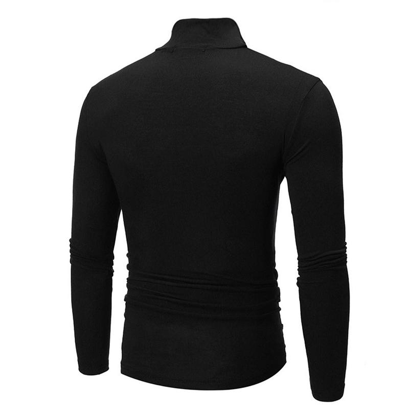 Spring and Autumn Men's Slim Fit Stand Up Collar Base Shirt, High Neck Long Sleeved T-shirt, Casual Versatile Solid Color Pullover