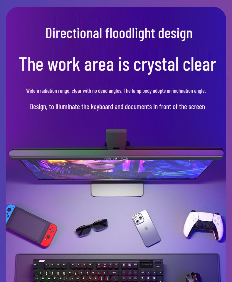 Clip-On Computer Light: Stepless Dimming, Low Blue Light, Eye Protection, Office Lamp