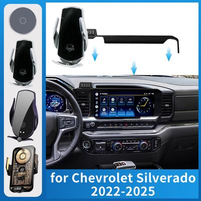 Car Phone Holder for Chevy Chevrolet Silverado   2024 2025 1500 2500 3500 Charging GPS Bracket Navigation Stand Auto